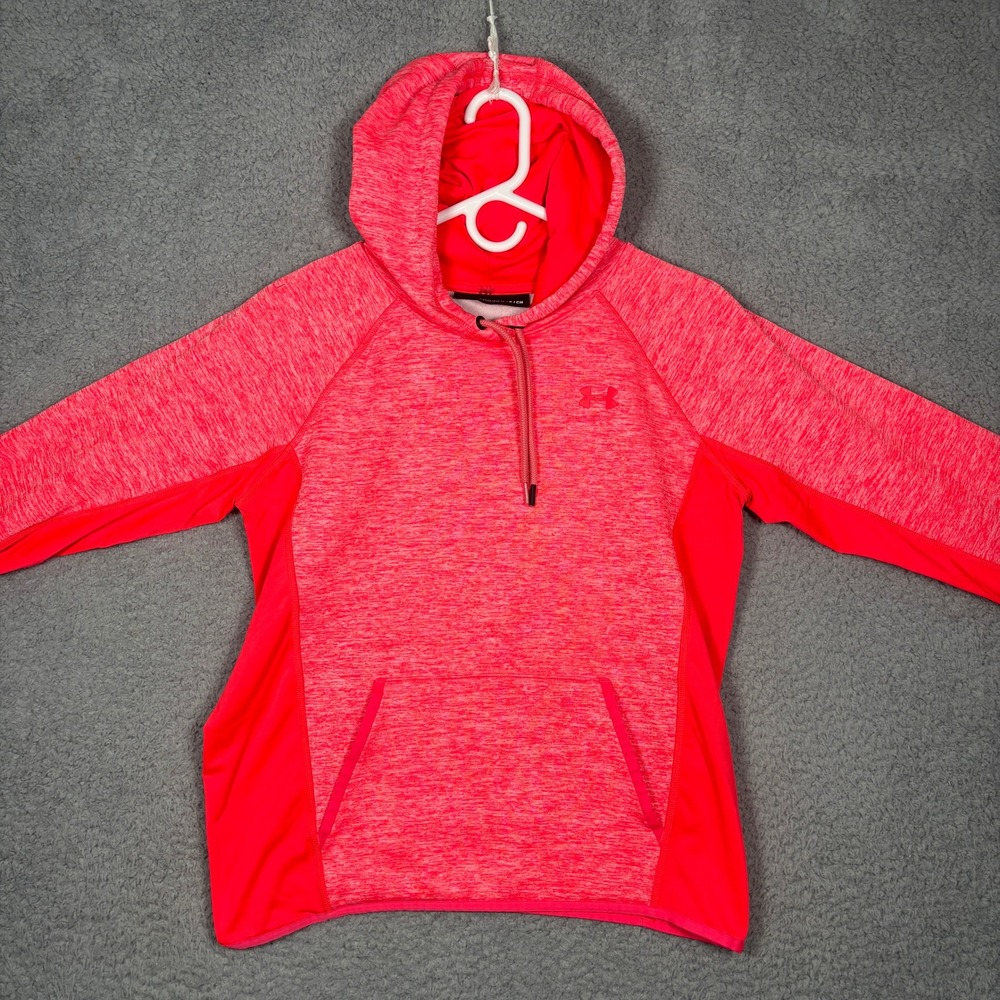 Under Armour ColdGear Women Neon Pink Space Dye Loose Fit Pullover Hoodie Small